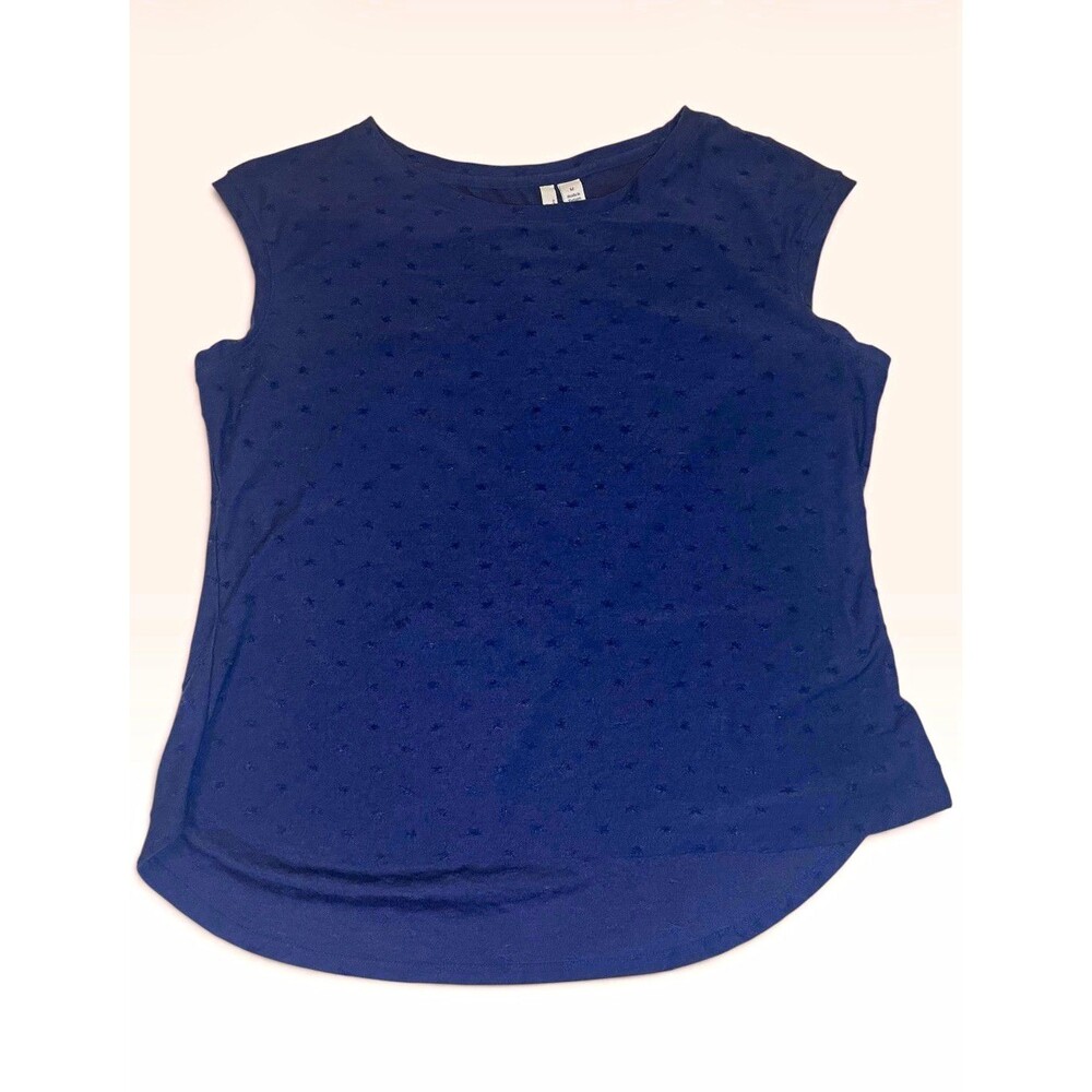 ELLE Blue Textured Sleeveless Round Neck Top Size M